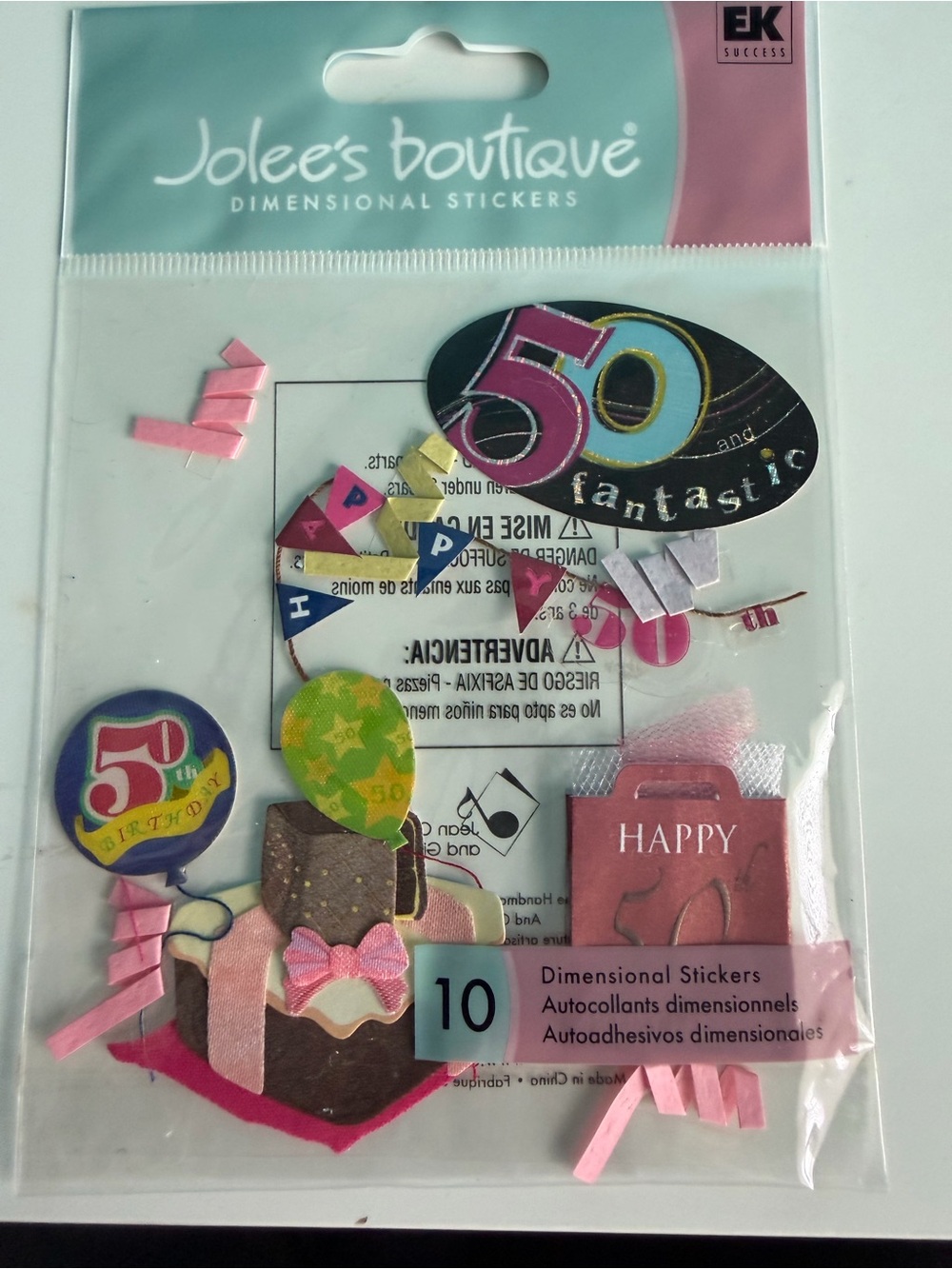 EK Success Jolee's Boutique Dimensional Multicolor 50th Birthday Stickers